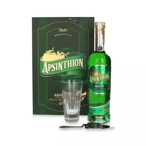 Apsinthion De Luxe 0.5l 55% Zestaw Szklanka + Łyżeczka